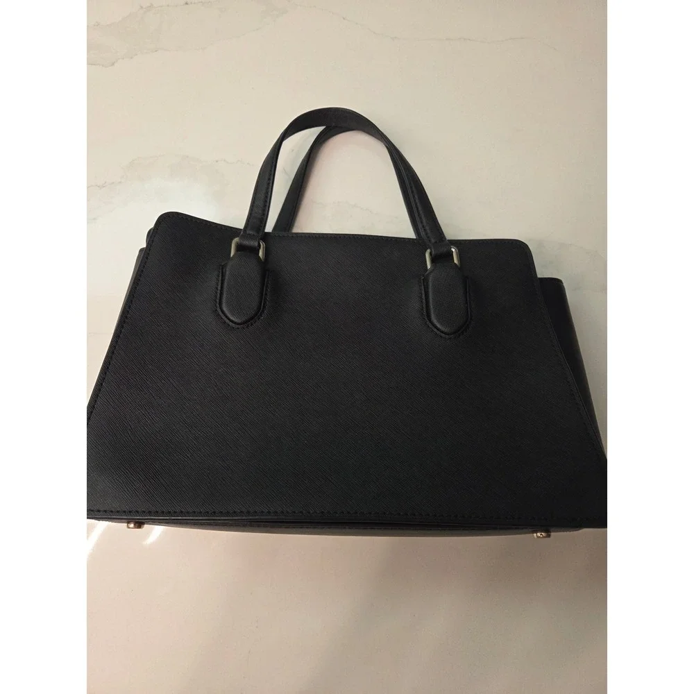 Kate Spade New York Black Saffiano Leather Triple Compartment Satchel Handbag